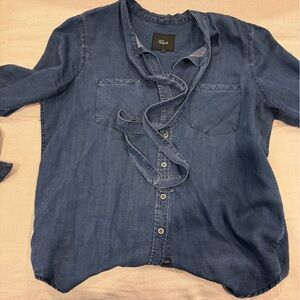 Drapey denim shirt with tie detail